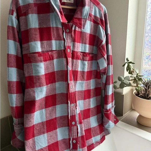 We The Free So Long Summer Plaid Top in Chambray Combo - Picture 2 of 6